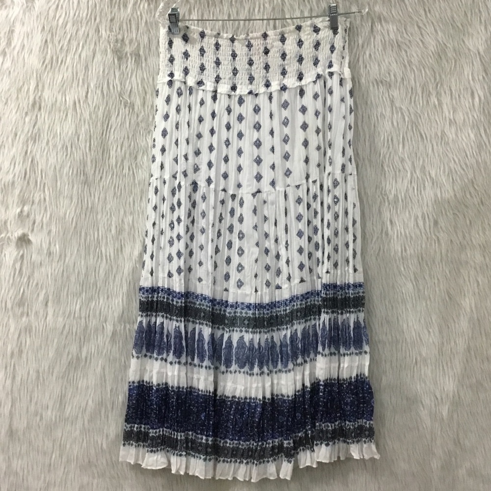 Cristina V blue white paisley broom summer lightweight flowing skirt siz…